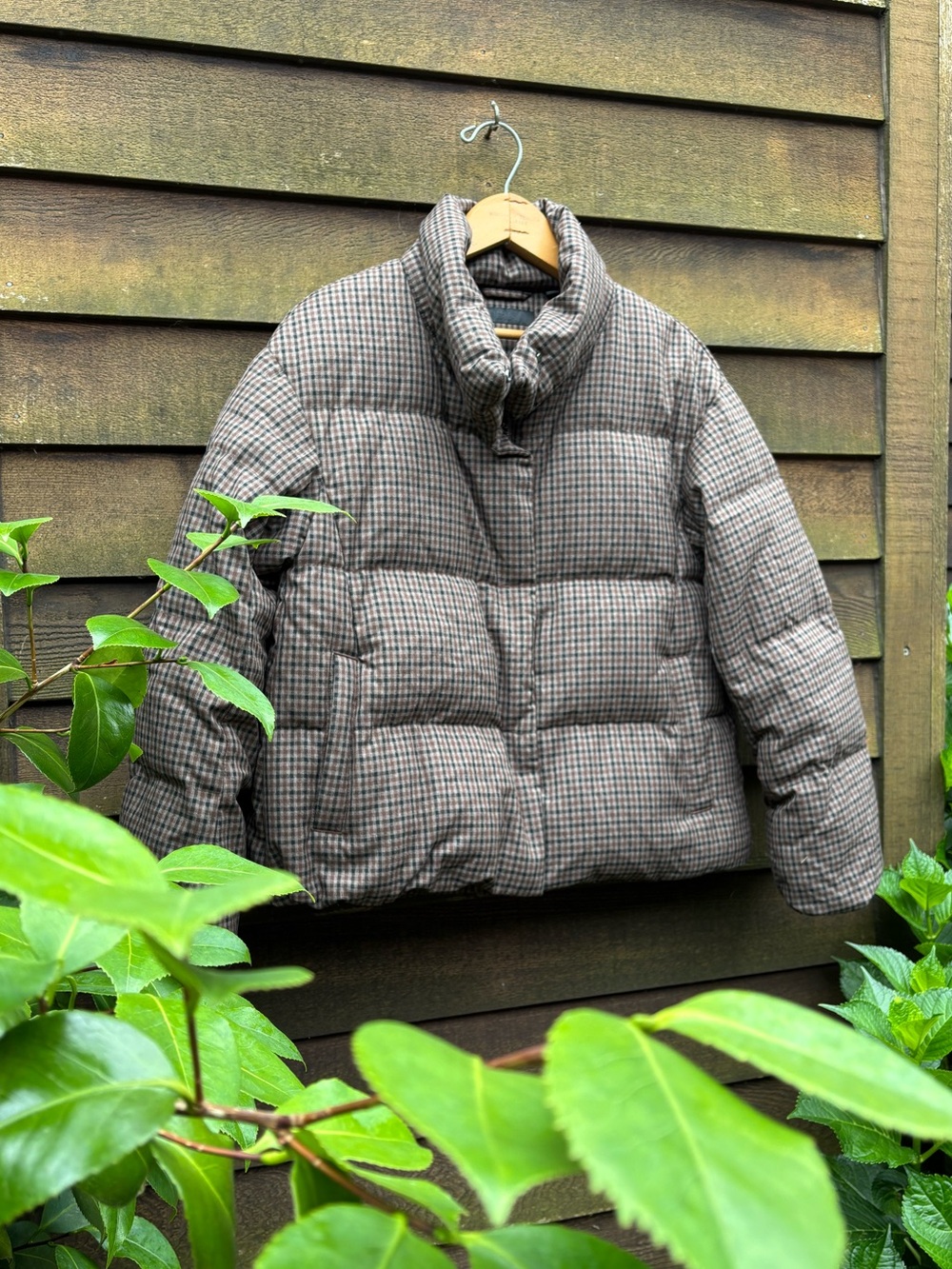 Uniqlo Brown Checkered Plaid Puffer Jacket